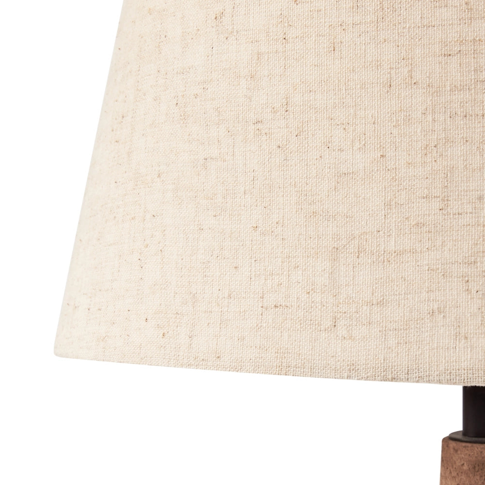 Lampada da tavolo marrone scuro e beige paralume in lino e cotone base in legno di mango 54 cm luce singola design moderno