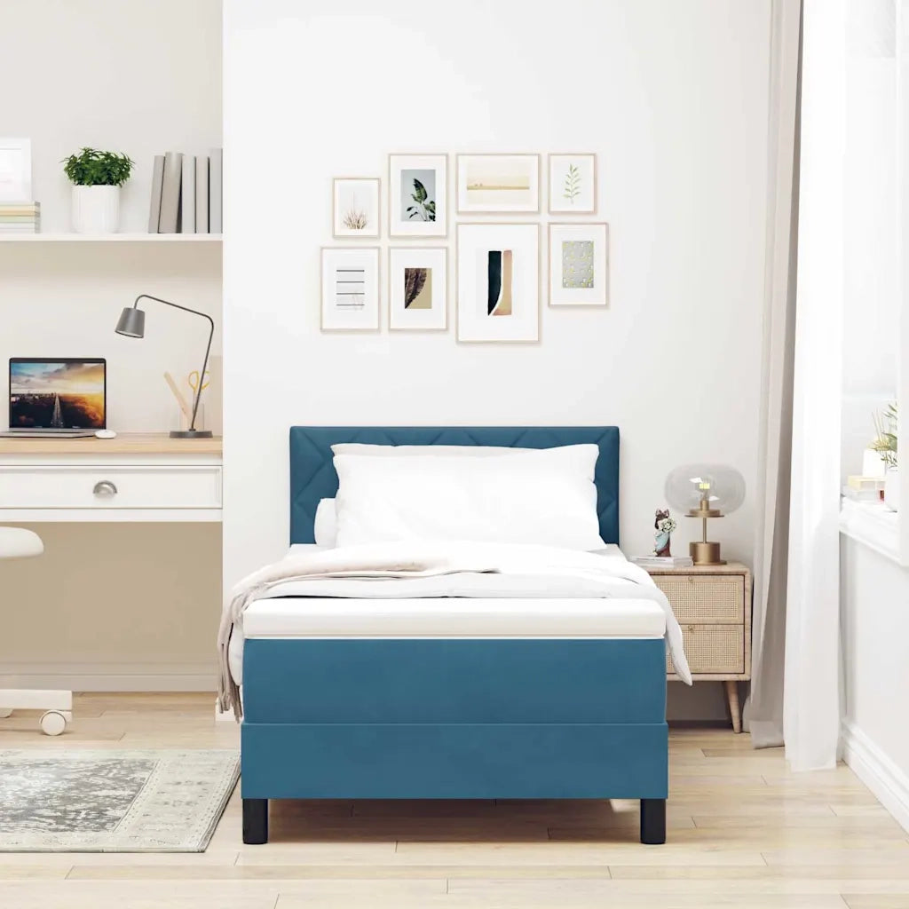 Letto a molle con testiera Blu Scuro 100 x 200 cm Velluto 3339222