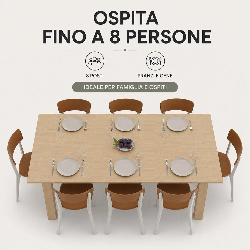 Tavolo da Pranzo 120x80 Allungabile fino a 170 cm Rettangolare in Legno Quercia