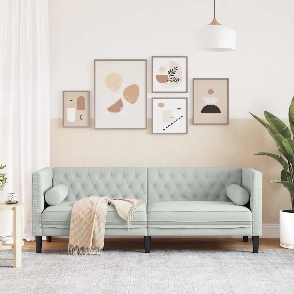 Divano | Divano da soggiorno | Sofa Grigio chiaro 194 x 74,5 x 70,5 cm Velluto