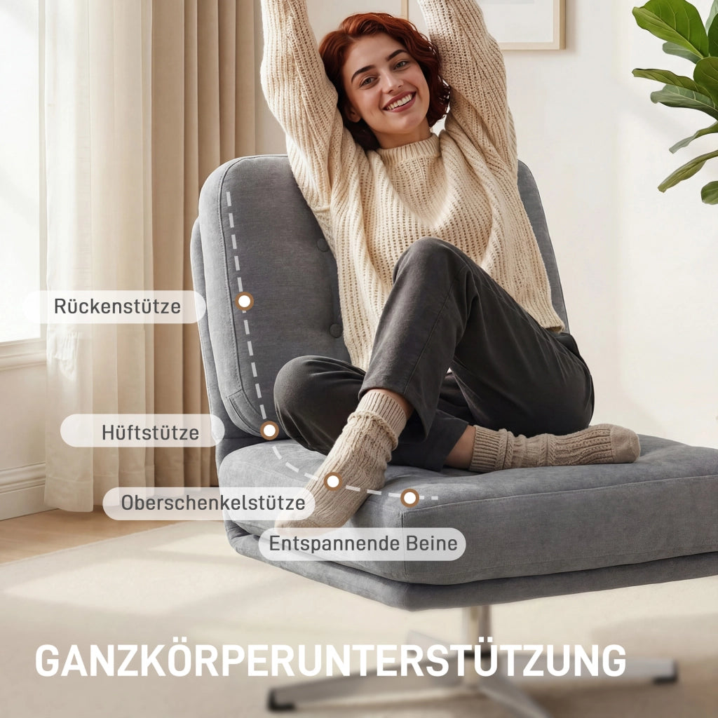 Poltrona girevole imbottita in velluto ¨C Minimal ¨C Grigio chiaro