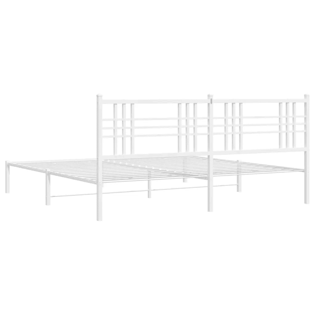 Letto matrimoniale | Letto per adulti | Giroletto con Testiera Metallo Bianco 193x203 cm