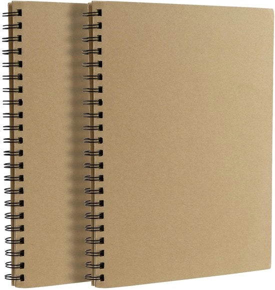 Libro di disegno A4 - Legatura a spirale - 30 fogli/60 pagine - 160 g/m² - Copertina rigida - Fogli bianchi - Blocchetto di disegno