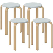 Set 4 Sgabelli Rotondi e Impilabili Ø40x45 cm in Legno Grigio