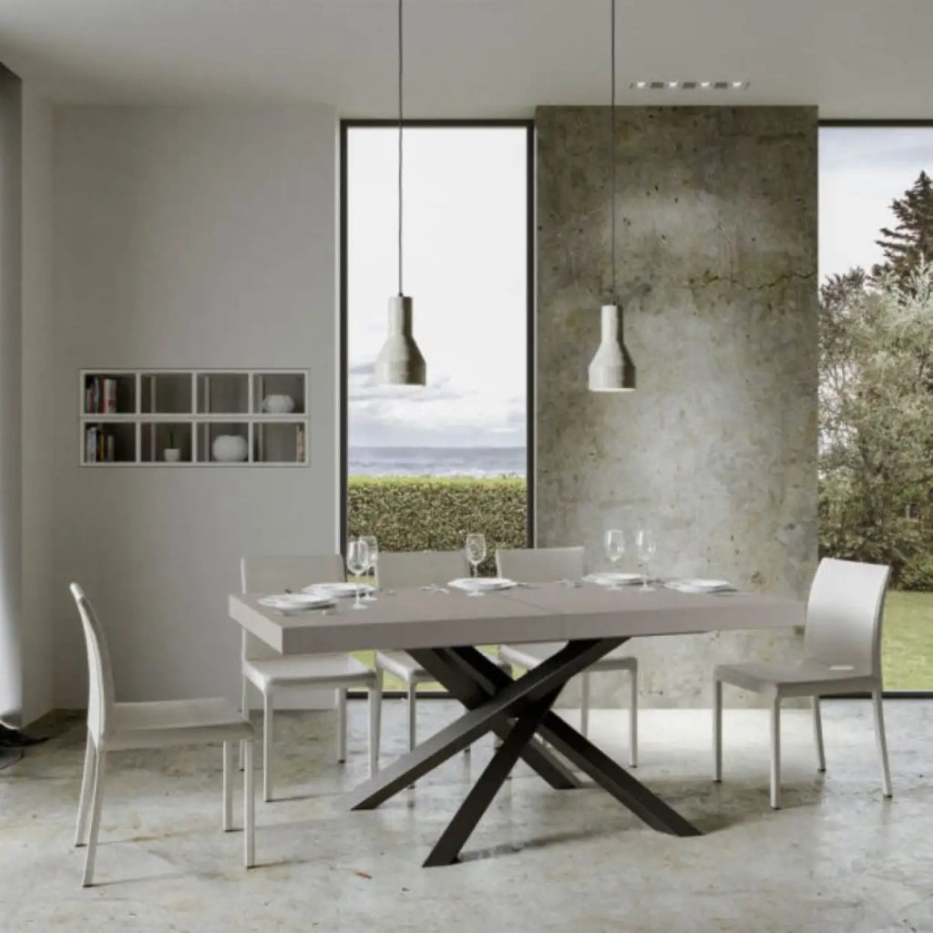 Tavolo allungabile 200/460x90 cm Volantis cashmere gambe antracite