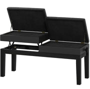 Sgabello da Piano con Contenitore 105x37x48-58 cm， Similpelle Nera