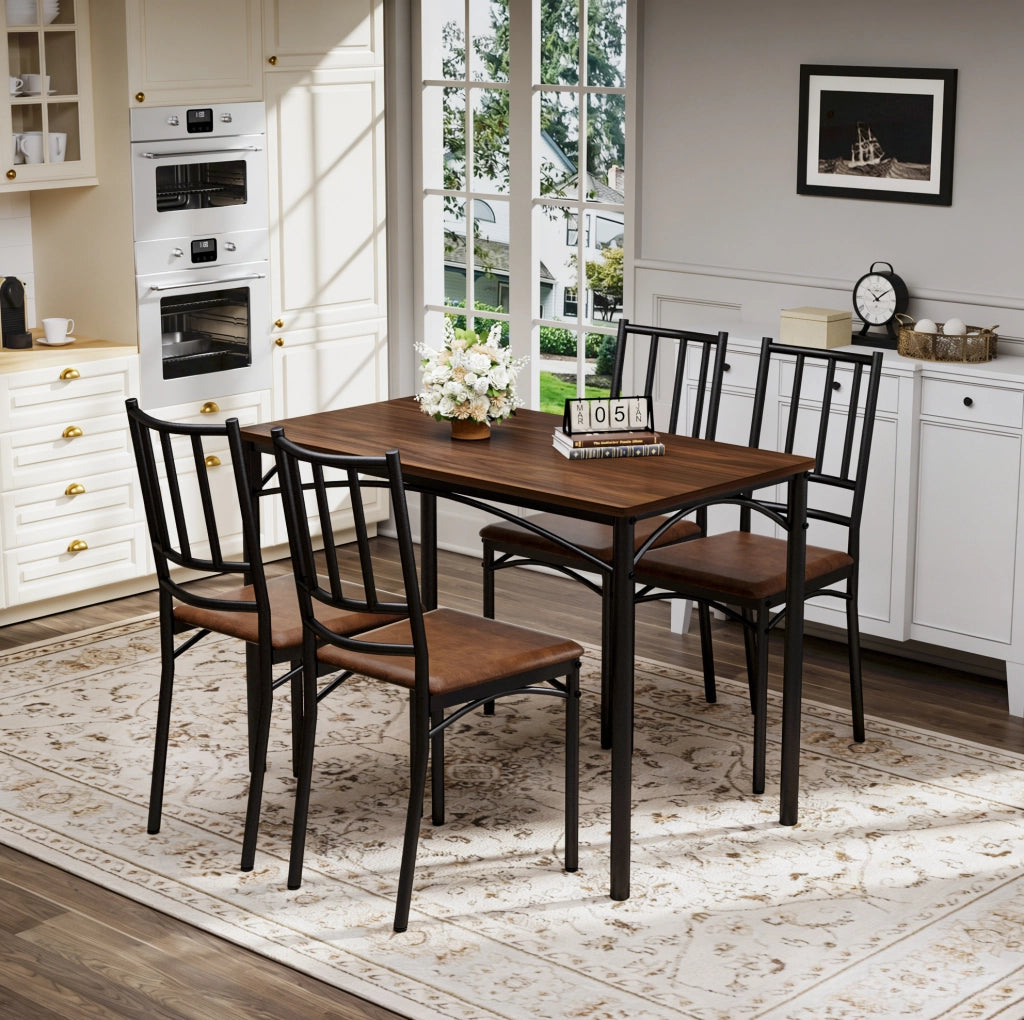 Set tavolo da pranzo con 4 sedie, noce, 110 x 60 cm