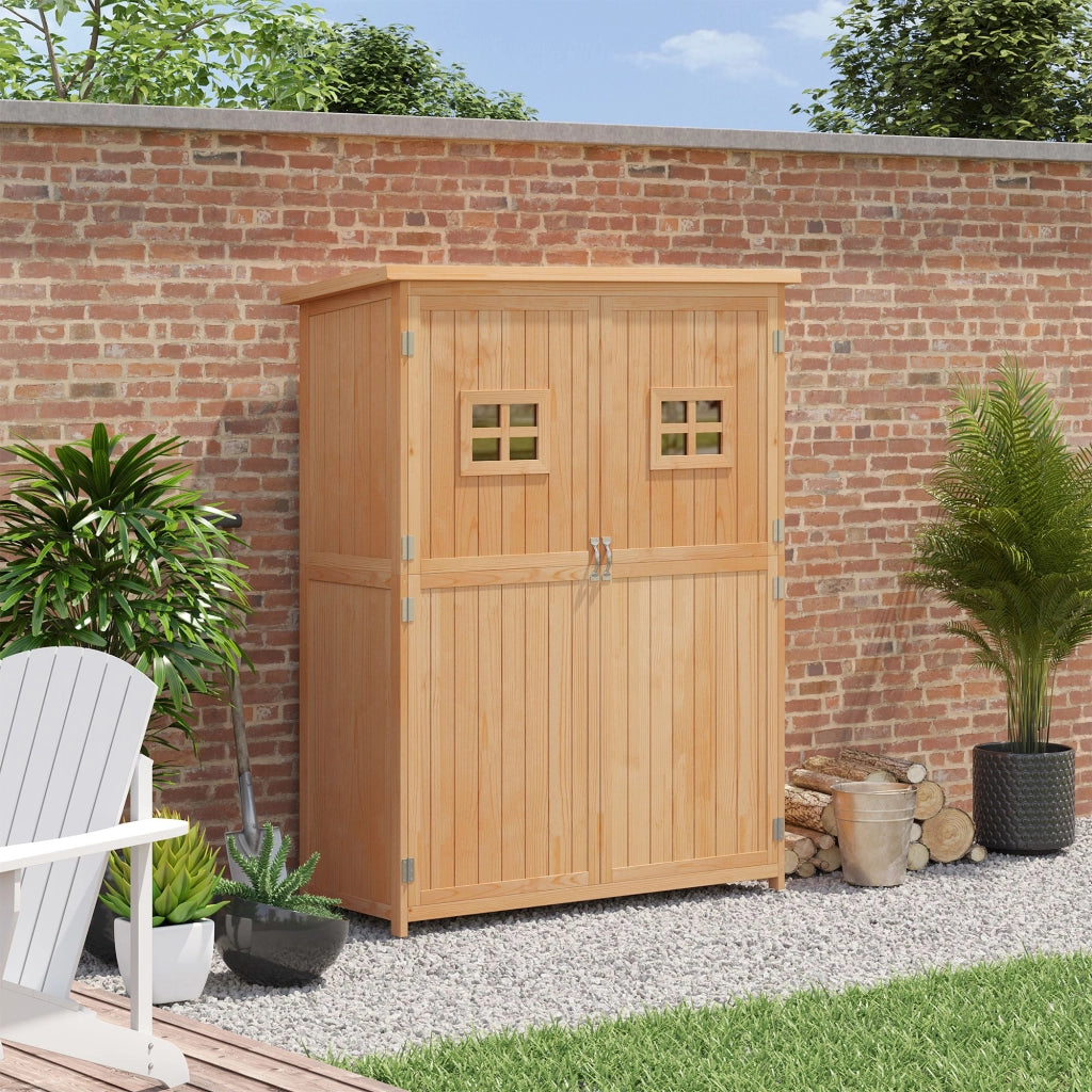 Casetta da Giardino in Legno Massello ¨C Xylo ¨C Abete Naturale 127,5x50x164 cm con 2 Porte e Finestre