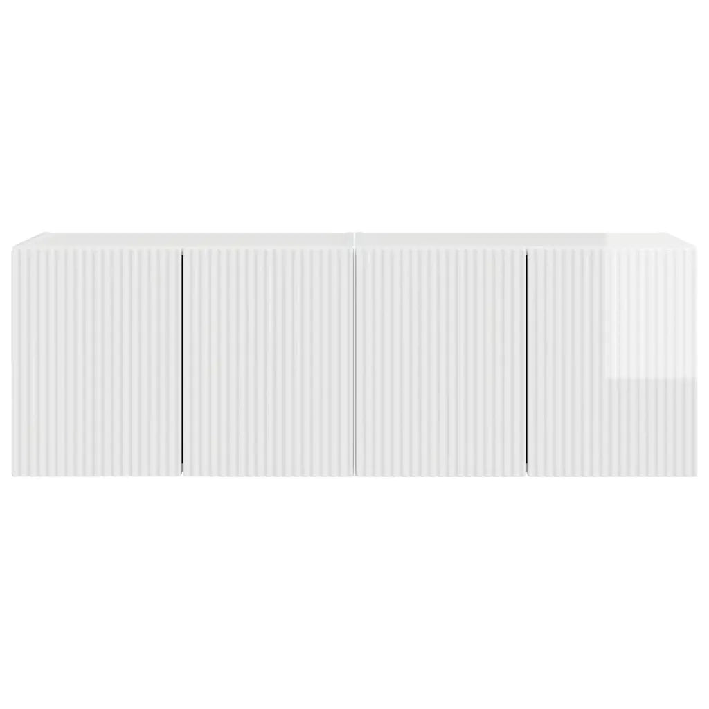 Mobile TV da parete 2 pz-Set di 2 Mobile TV a Muro-Credenza TV Bianco Lucido 59,5 x 31 x 40 cm