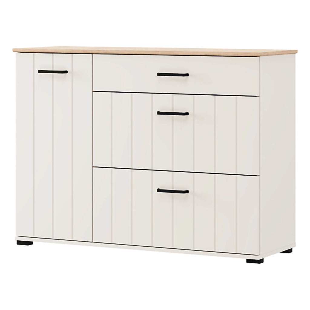 Madia Paro, Credenza 2 Ripiani, 117x40x86h cm Bianco Crema