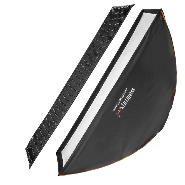 Studio Line Striplight SB QA per Elinchrom - softbox a luce radente, superficie 40x120cm, profondità 49,5cm, pieghevole, con griglia, diffusore interno ed esterno, speedring