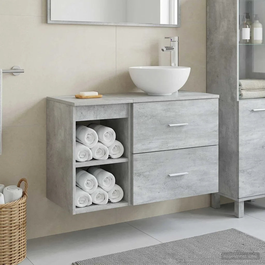 Set di mobili per il bagno 2 pcs Grigio Cemento 3403867