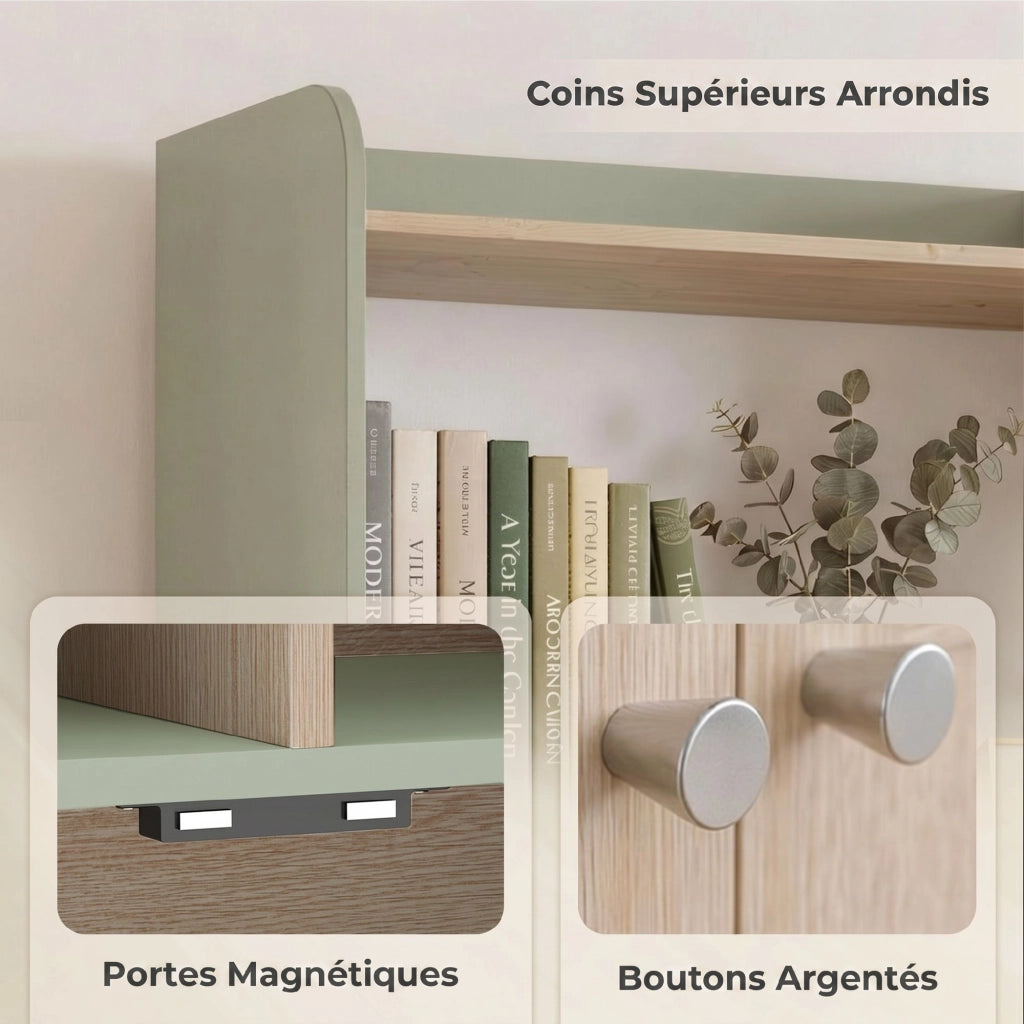 Libreria 5 Livelli con 2 Ante ¨C Minimal ¨C Verde 60x30x161 cm
