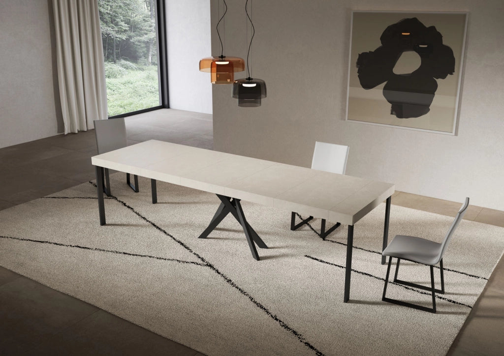 Consolle allungabile 90x40/300 cm Saki Premium cashmere gambe antracite