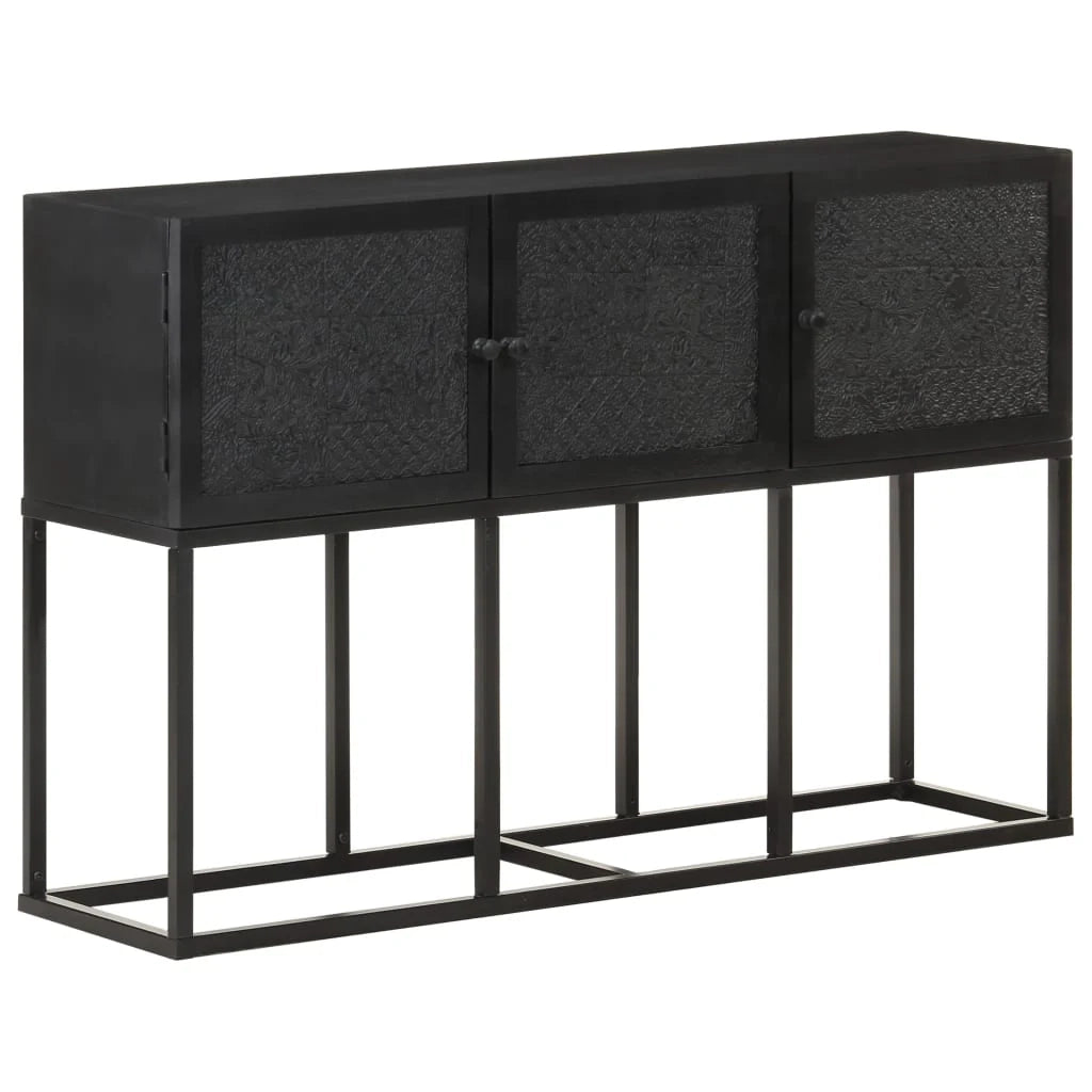Buffet credenza cassettiera armadio mobile contenitore organizer per cucina soggiorno salotto 115 x 30 x 76 cm legno massello di mango nero 02_0029526