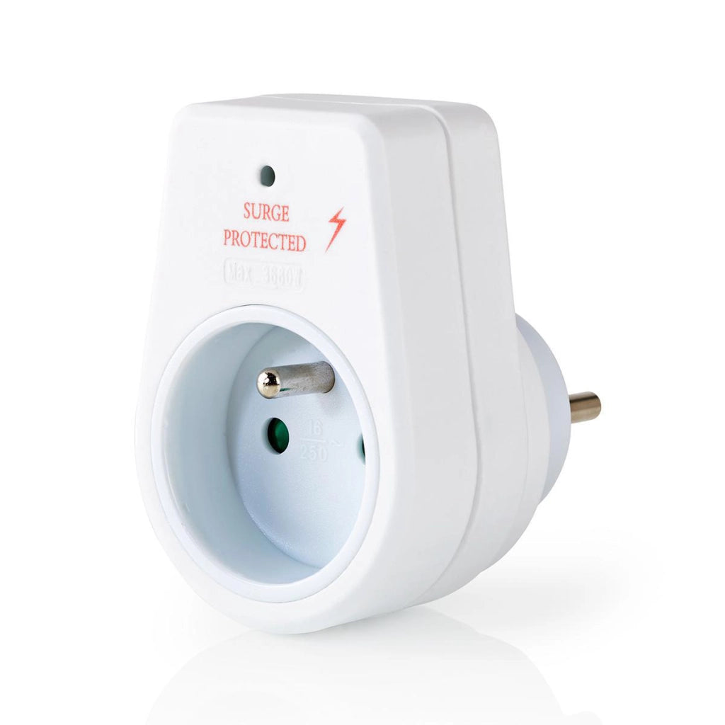 Multipresa 1 via 3680W 16A con limitatore di sovratensione Tipo E Francia Spinotto di terra Bianco Nedis