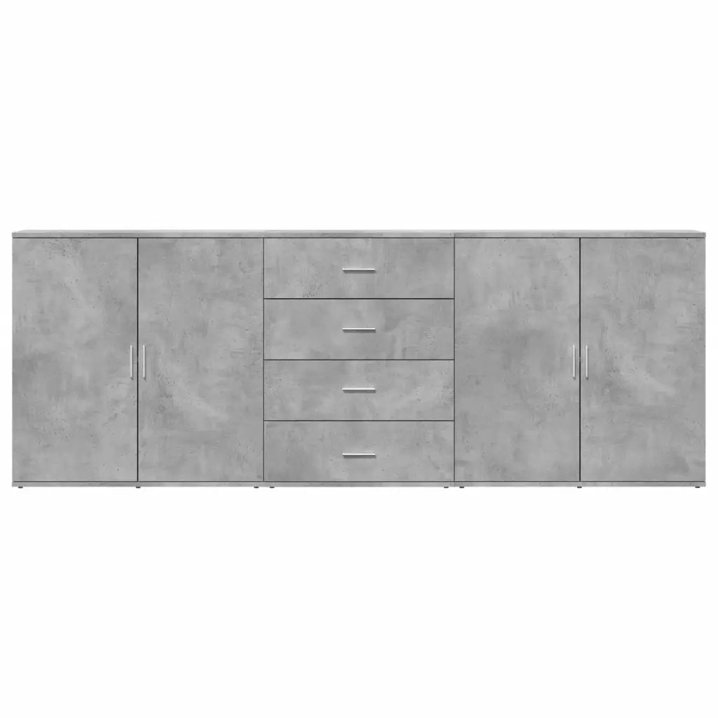 Credenze 3 pz | Madia | Buffet da pranzo | Armadio da pranzo Grigio Cemento in Legno Multistrato