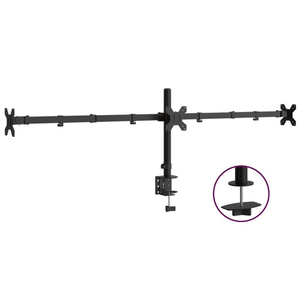 Supporto per Monitor Triplo in Acciaio Nero VESA 75/100 mmcod mxl 131101
