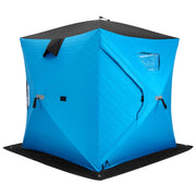 Tenda da pesca sul ghiaccio pieghevole capanno 2 persone pareti cotone, Tenda da pesca sul ghiaccio con porta e cerniera Blu-Tende