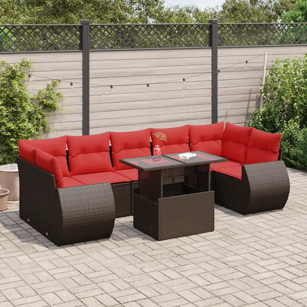 Set Divani Giardino 8 pz con Cuscini Marrone Polyrattan Acacia 3326605