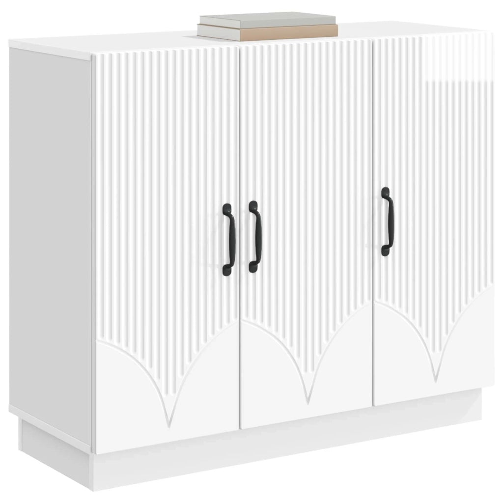 Credenza Bianco Lucido 89 x 34,5 x 77 cm Legno ingegnerizzato 895339