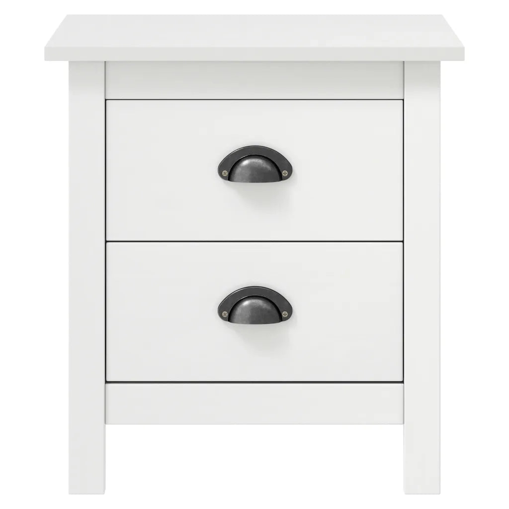 Comodino Hill Bianco 46x35x49,5 cm Legno Massello di Pino 288904