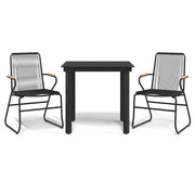 Set da Pranzo da Giardino 3 pz | Set Salotto da Giardino Nero in Rattan PVC