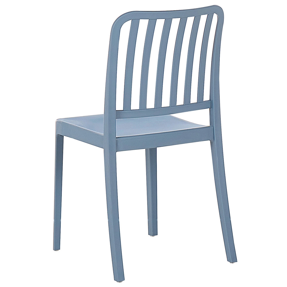 Set di 4 sedie da giardino in plastica blu impilabili leggere per interni ed esterni resistenti agli agenti atmosferici