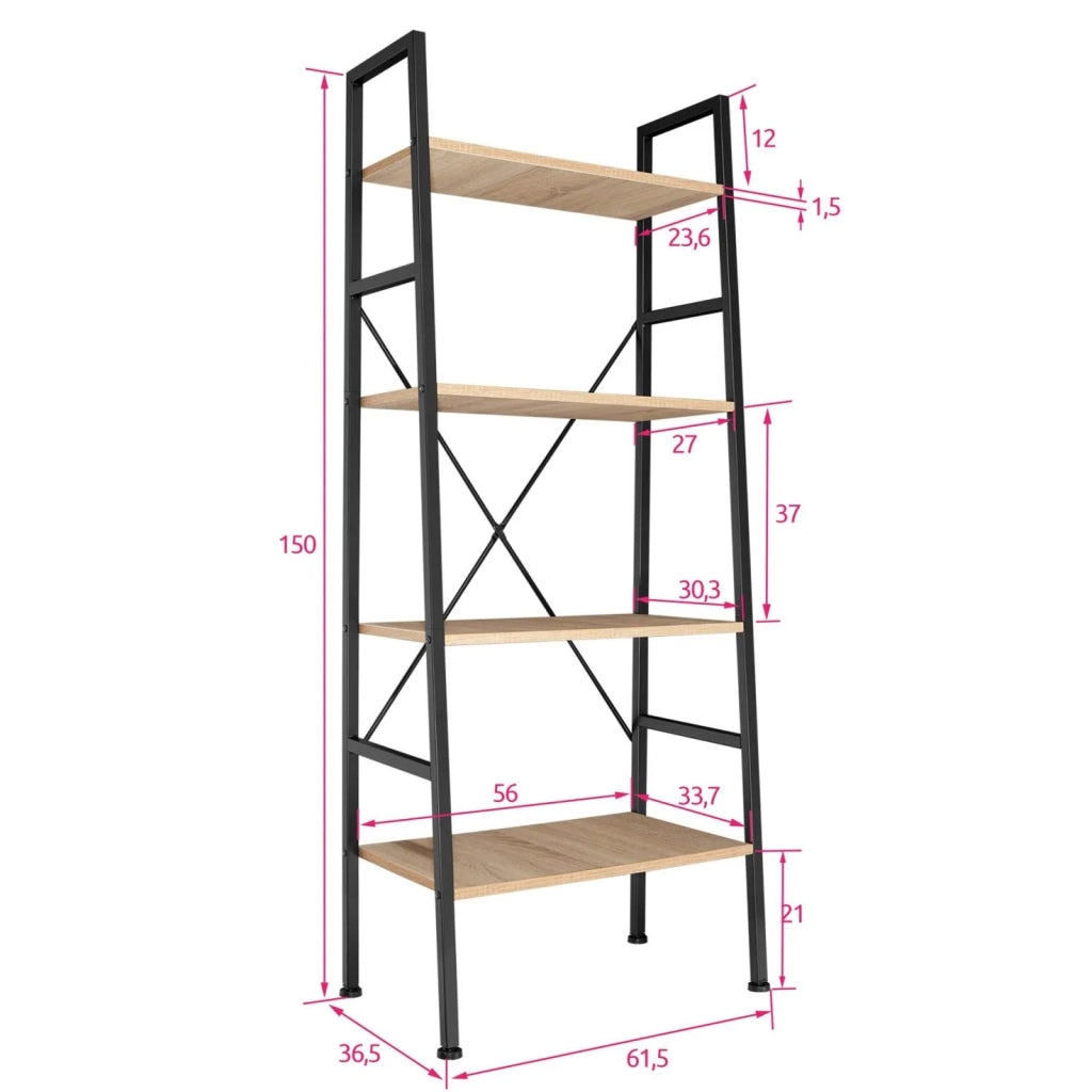 Libreria grande in stile industriale/vintage con 4 ripiani 150 cm beige 08_0000265