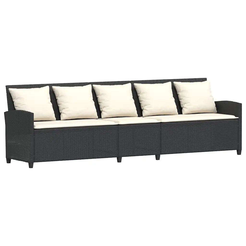 Set Divani da Giardino 4 pz con Cuscini Nero in Polyrattan 3365338