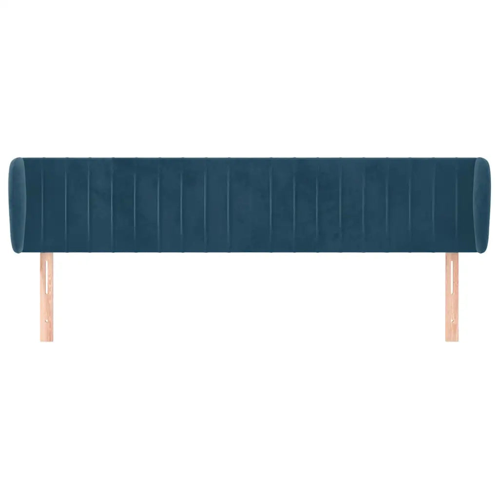 Testiera | Testata ad Orecchio Blu Scuro 183x23x78/88 cm in Velluto