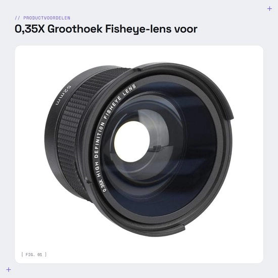 Obiettivo Fisheye 0,35X - Adatto per Fotocamere SLR/Digitali - Vetro Ottico Professionale - Impermeabile - Inclusa Custodia di Riposo