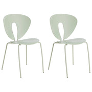 Set di 2 sedie da pranzo impilabili con sedile in plastica senza braccioli verde stile moderno