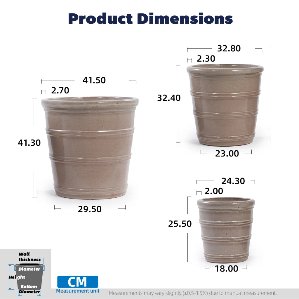 VASI Set da 3 pezzi Ø 40,5/32/24 cm Ceramica Taupe