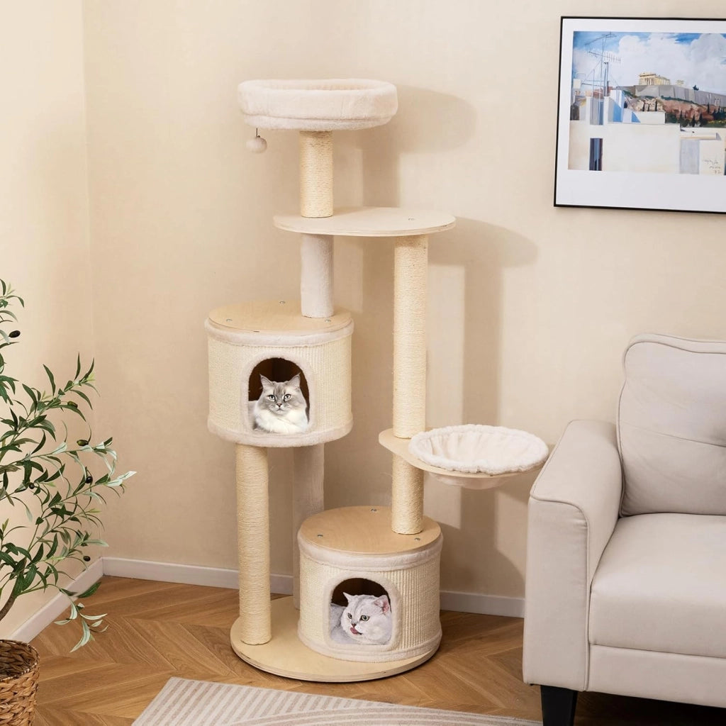 Albero per Gatti, Tiragraffi per Gattini con Tiragraffi in Sisal e Tappetino, Condomini, Piattaforma, Amaca, Giocattolo Pendente, Cuscino Lavabile e Multi-Livello, Mobili per Gatti da Interno