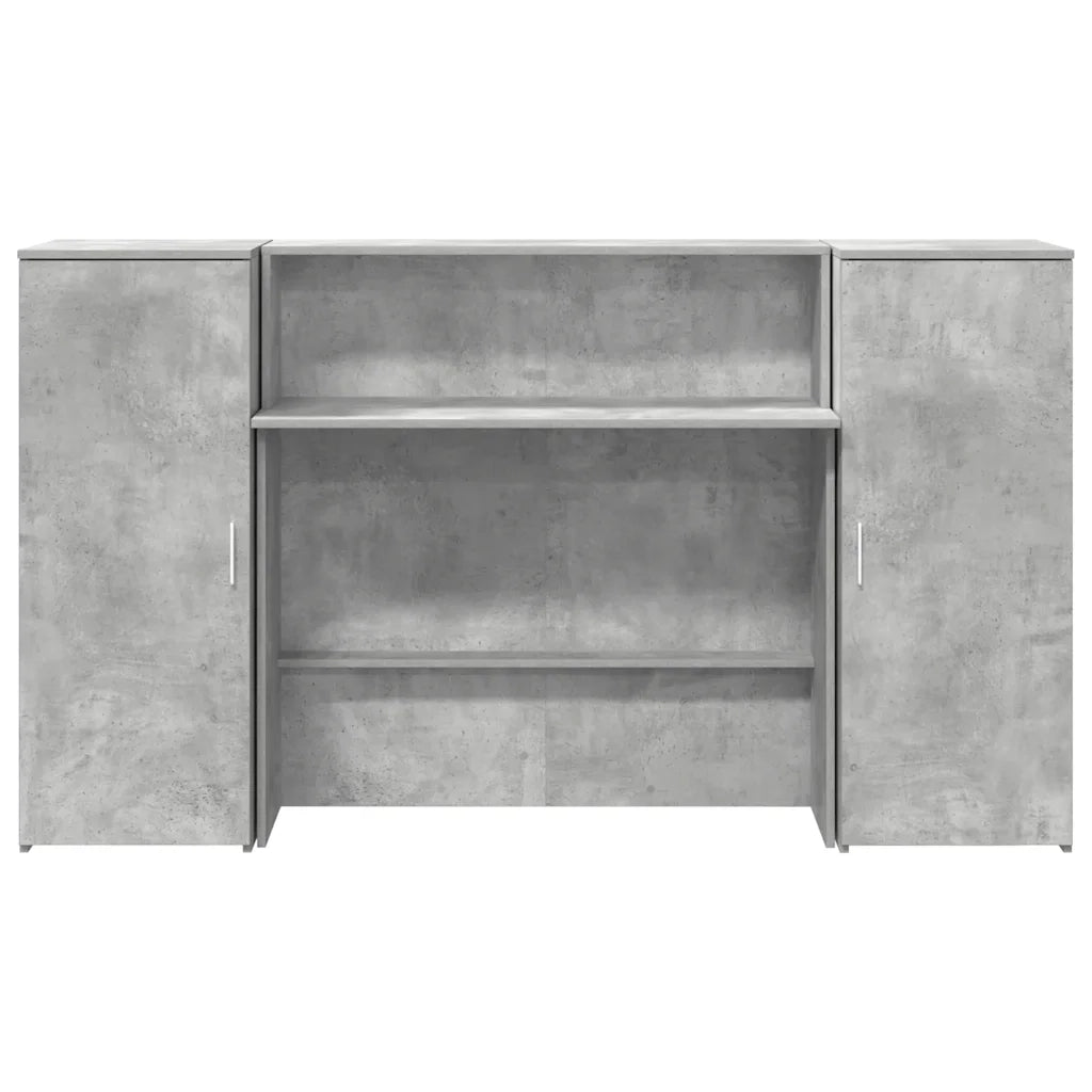 Banco Reception | Scrivania | Tavolo da Ufficio Grigio Cemento 180x50x103,5cm Legno Multistrato