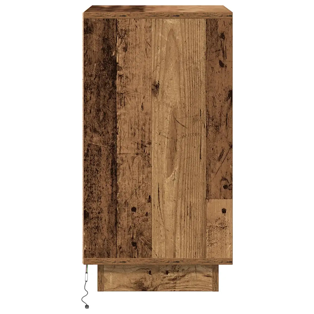 Comodino | Armadio da Notte | Mobiletto da notte con Luci LED Legno Antico 38x34x65 cm