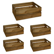5 Cassettine Contenitori Portaoggetti in Legno Marrone con manici cm 30x19 x h11