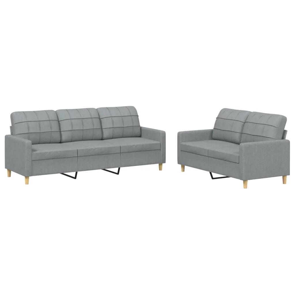 Set di Divani 2 pz con Cuscini Grigio Chiaro in Tessuto 3201306