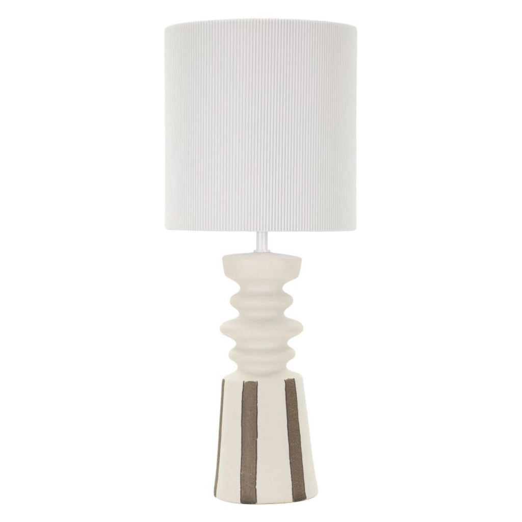 Lampada da tavolo Tribal in ceramica bianca e oro