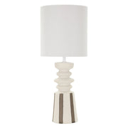 Lampada da tavolo Tribal in ceramica bianca e oro