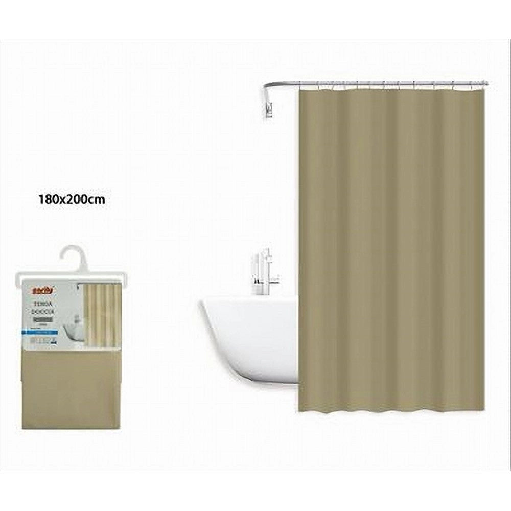 Trade Shop - Tenda Doccia Antimuffa Impermeabile Peva 180x200 Cm Con Anelli Bagno Beige 79714 -