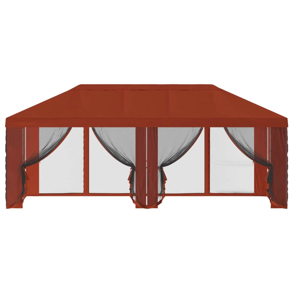 Copertura Gazebo con Pareti Laterali Terracotta Poliestere 900438