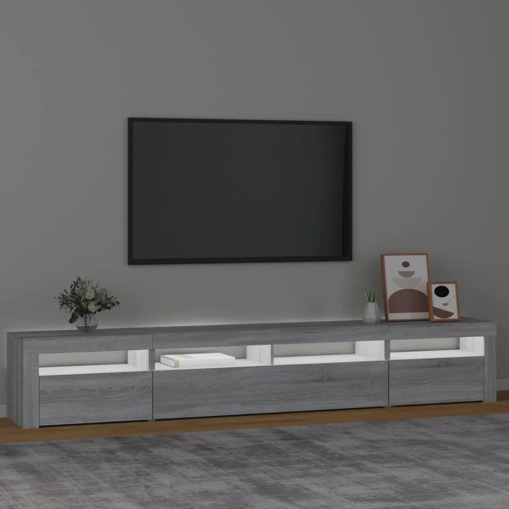 Mobile Porta TV con Luci LED Grigio Sonoma 240x35x40 cm 3152728