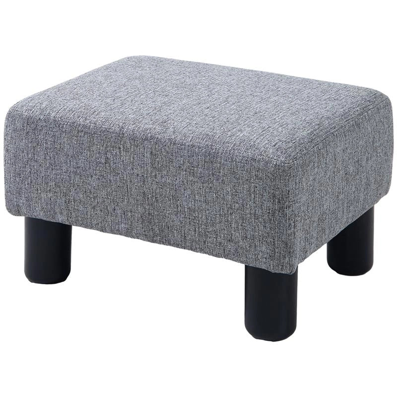 POUF POGGIAPIEDI IN TESSUTO EFFETTO LINO IMBOTTITO, 40X30X24CM, GRIGIO