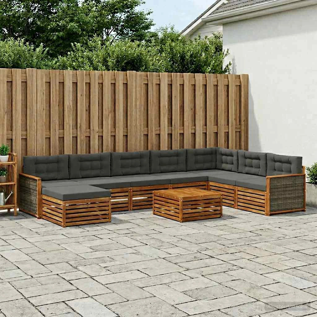 Set di divani da esterno 9 pz Naturale e Antracite 3383740