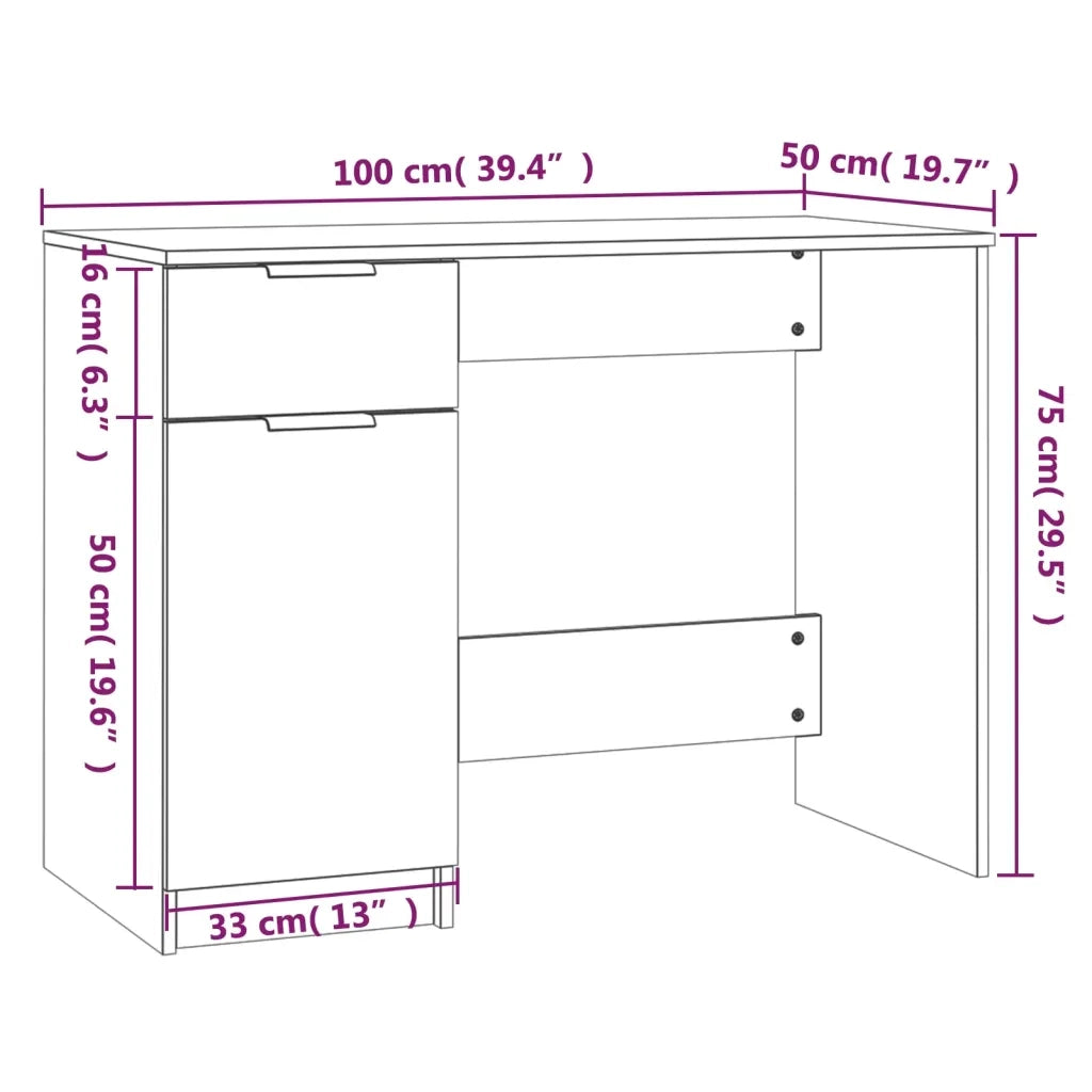 Scrivania Rovere Sonoma 100x50x75 cm in Legno Multistrato cod mxl 71890