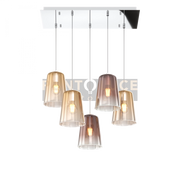 SOSPENSIONE CROMO RETTANGOLARE 5 LUCI (3 AM + 2 RA) 1164CR-S5 R-AR