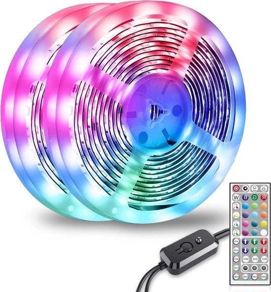 Fascia LED RGB 30m con Applicazione Bluetooth per Controllo e Sincronizzazione Musicale - Comando a Distanza - Adatto per Camera da Letto, Cucina, Festa (2x15m)