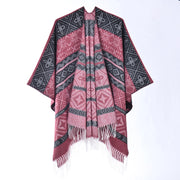 Sciarpa spessa in maglia jacquard con nappe